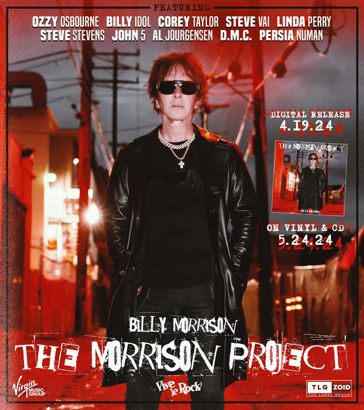 BILLY MORRISON Solo Album ‘The Morrison Project’ Out Now Digitally via TLG/VIRGIN MUSIC GROUP